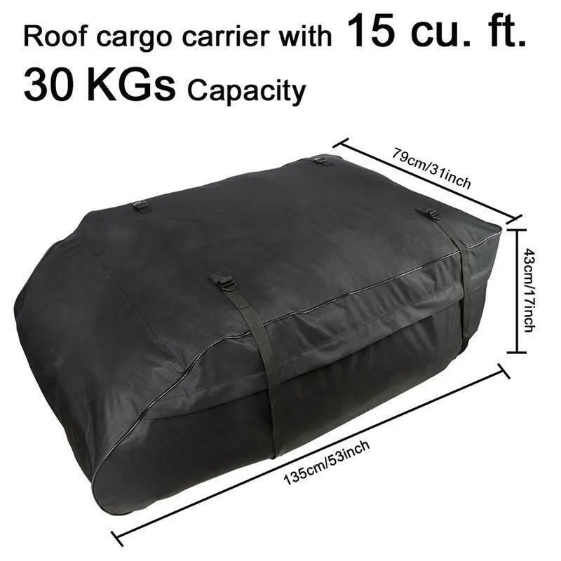 458 Litre Large Car Cargo Travel Rain Proof Roof Top Bag Storage Carrier Box