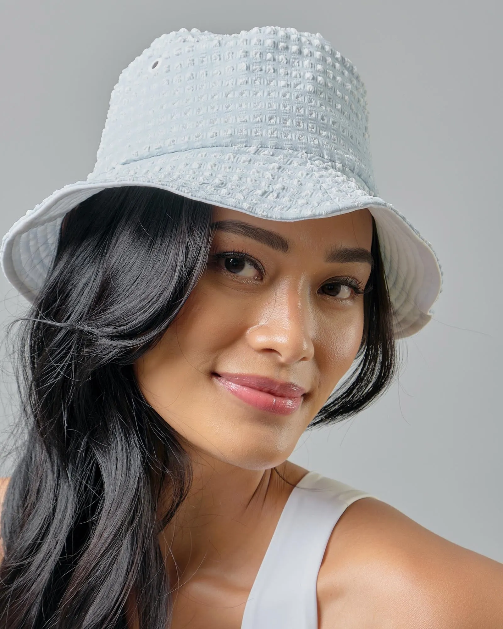 Adult Bucket Hat in Aquamarine Gingham