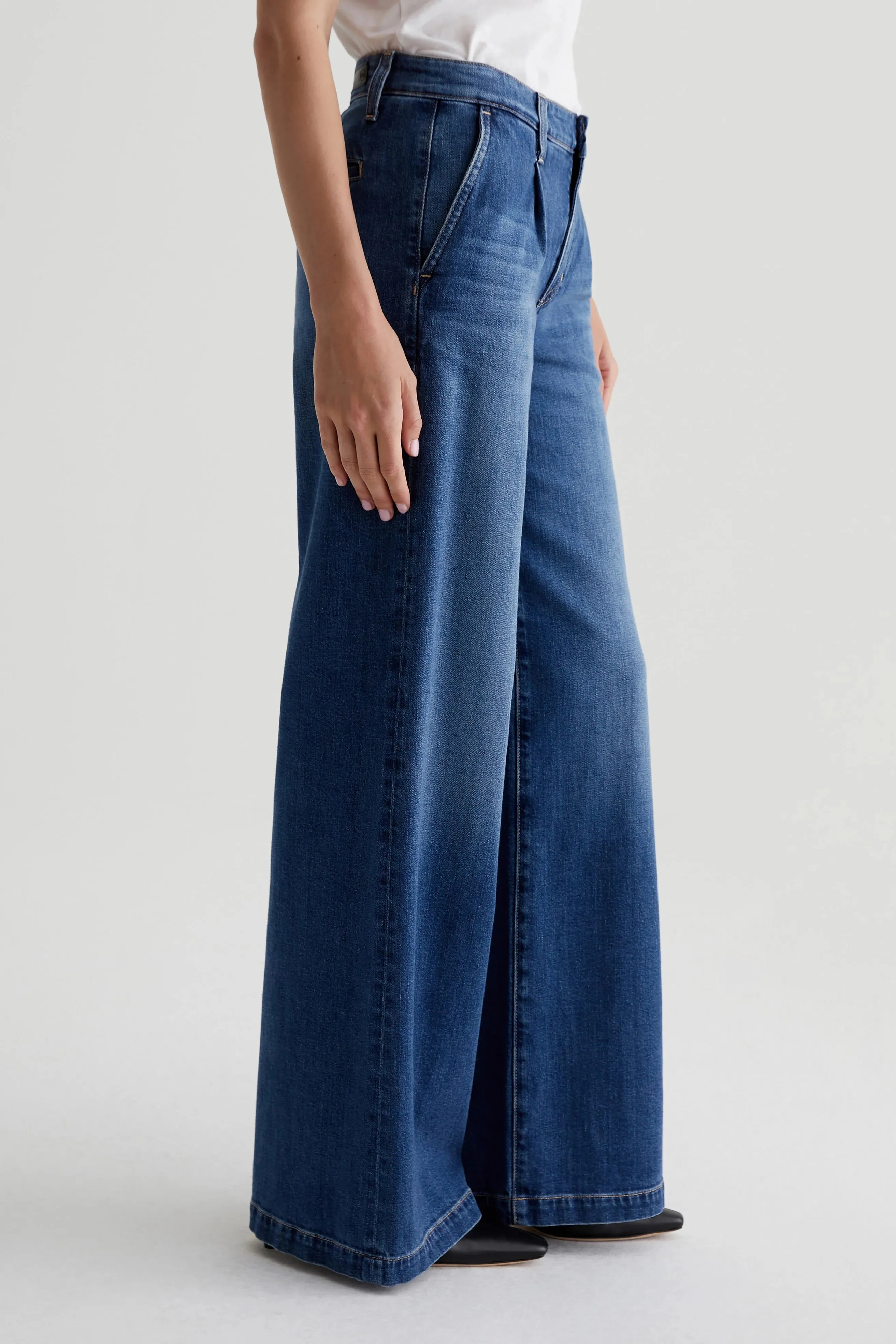 AG Stella Low Slung Pleated Jeans