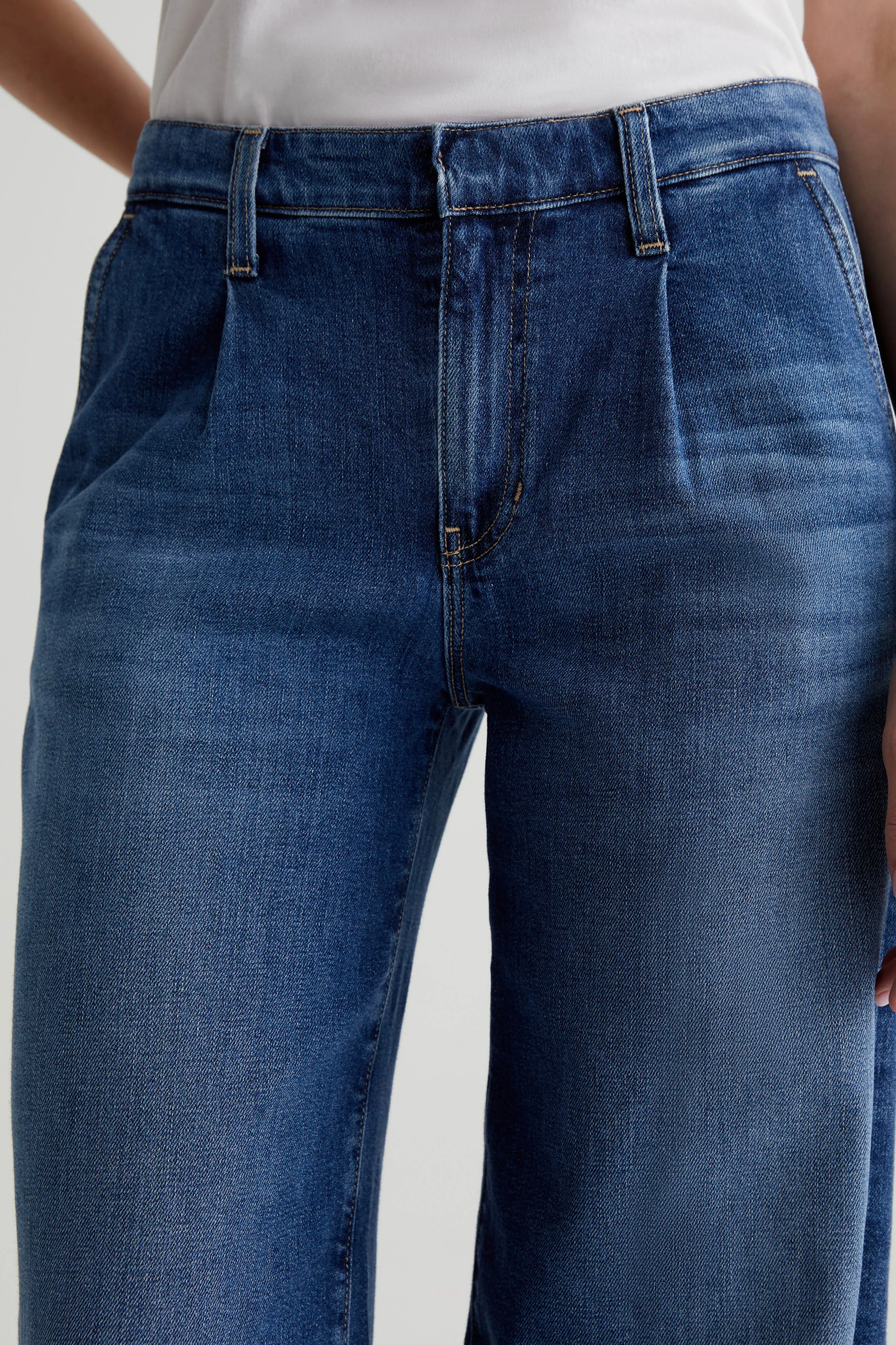 AG Stella Low Slung Pleated Jeans