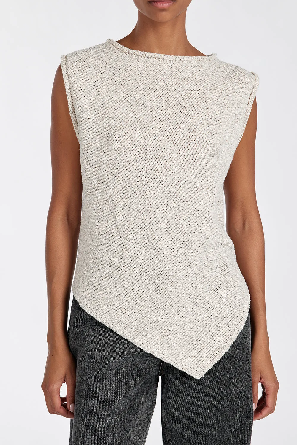 ALTHEA STONE ASYM KNIT TOP