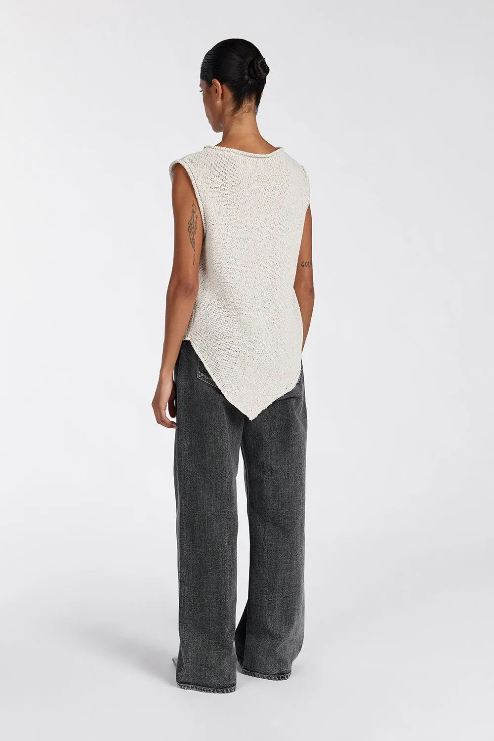 ALTHEA STONE ASYM KNIT TOP