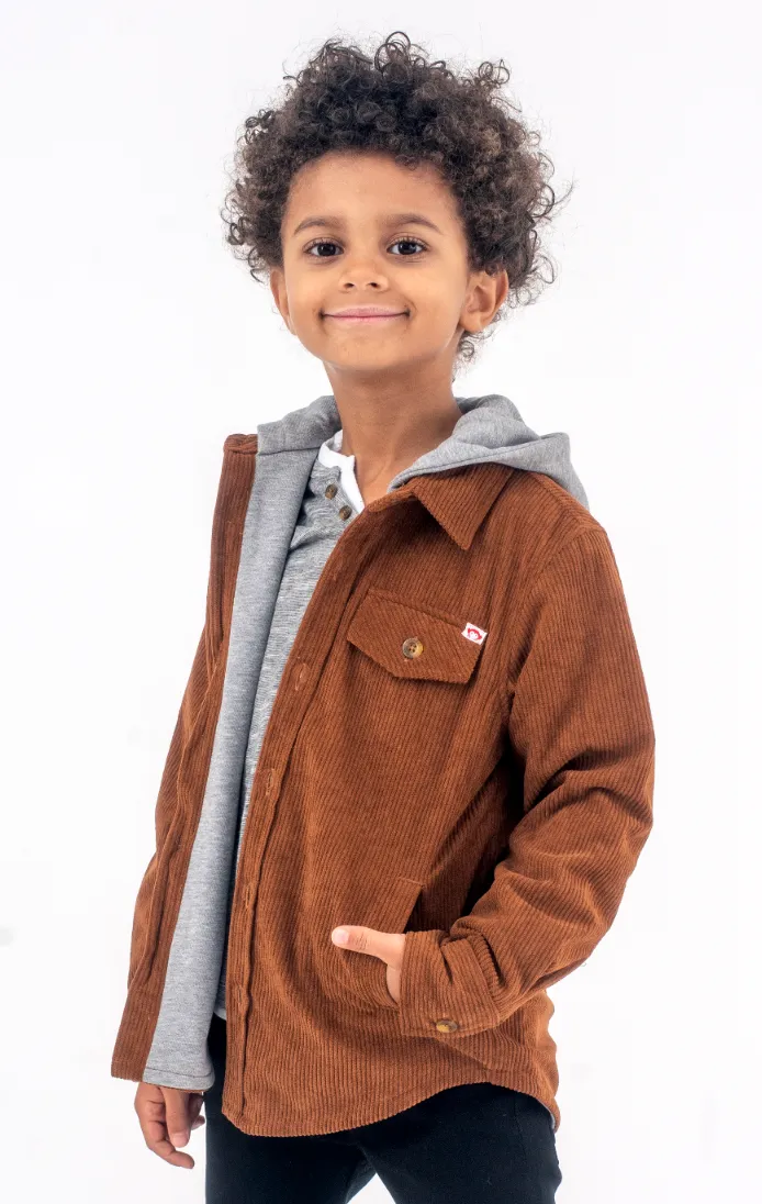 Appaman - Boys Glen Hooded Shirt Jacket in Sierra Corduroy