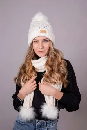 Aran Cable Pom Pom Scarf