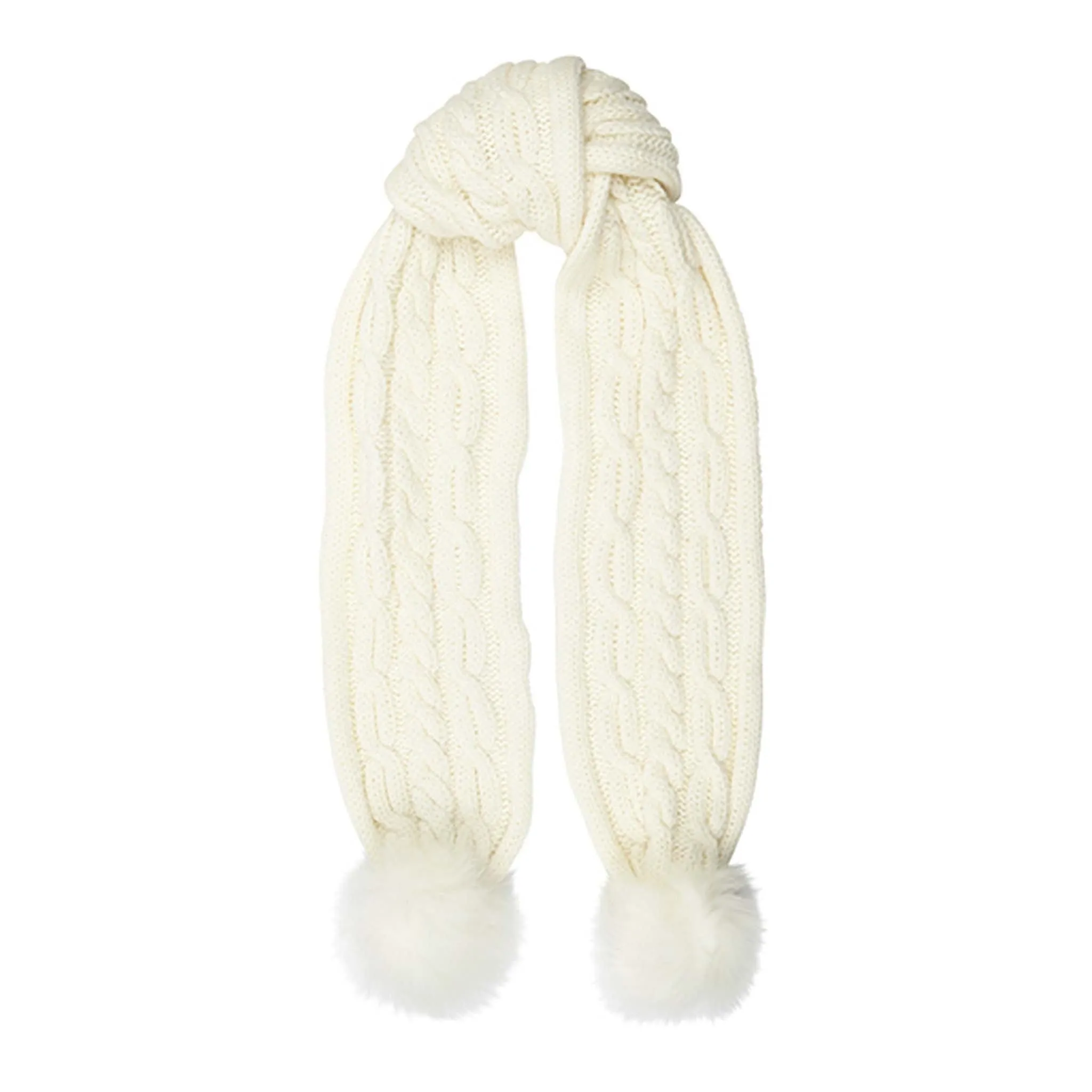 Aran Cable Pom Pom Scarf
