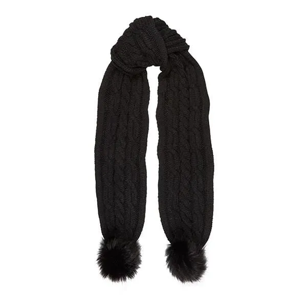 Aran Cable Pom Pom Scarf
