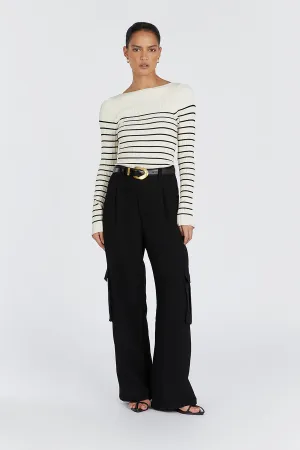 BILLIE CREAM STRIPE LONG SLEEVE KNIT TOP