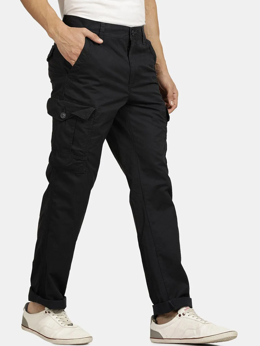 Blue Graphite Solid Cargo Pant