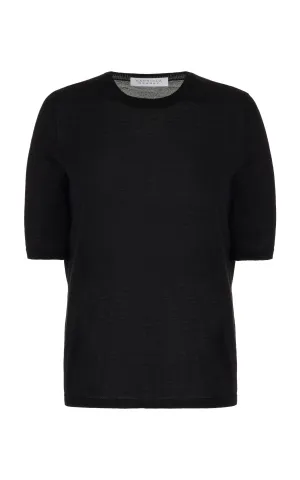 Brunner Knit T-Shirt in Black Cashmere Silk