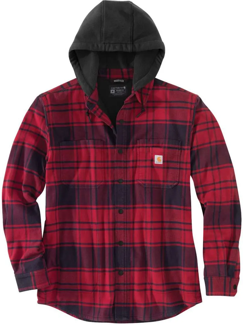 Carhartt Flannel Fleece Lined Hooded Shirt, Red