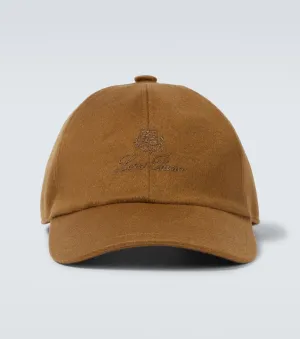 Cashmere baseball cap with Loro Piana logo, brown