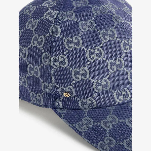 Cotton blend cap with Gucci monogram pattern, gray