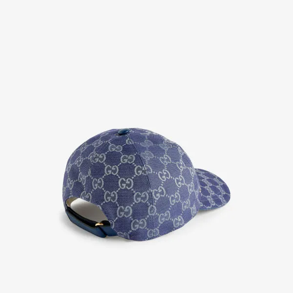 Cotton blend cap with Gucci monogram pattern, gray
