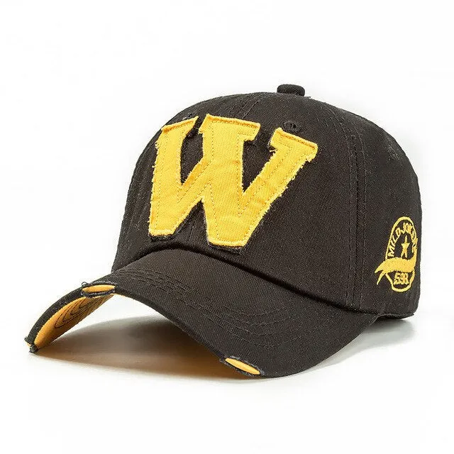 Cotton Embroidery Letter W Baseball Cap