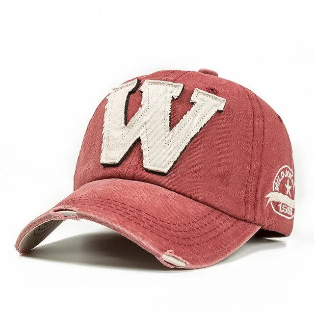 Cotton Embroidery Letter W Baseball Cap