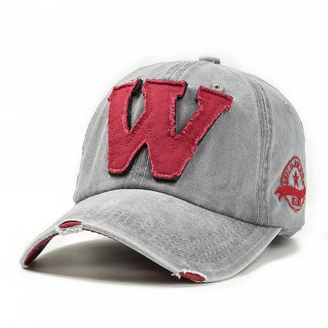 Cotton Embroidery Letter W Baseball Cap