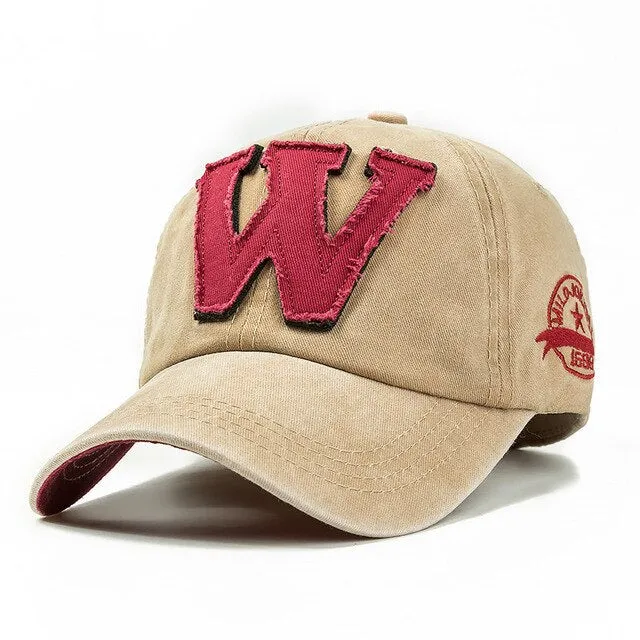 Cotton Embroidery Letter W Baseball Cap