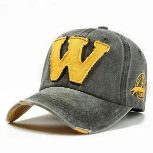 Cotton Embroidery Letter W Baseball Cap
