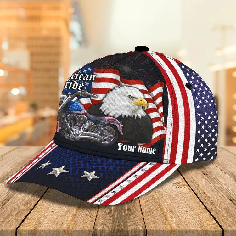 Customized Eagle Biker 3D Baseball Cap for Man , Motorcycle Hat for Him