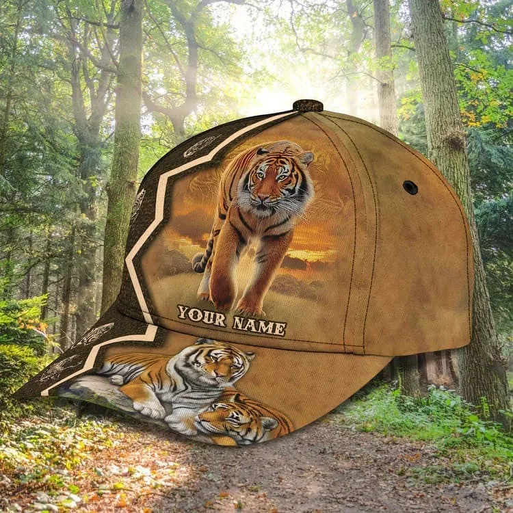 Customized Yellow Tiger King 3D Baseball Cap for Him, Tiger Hat for Tiger Lovers