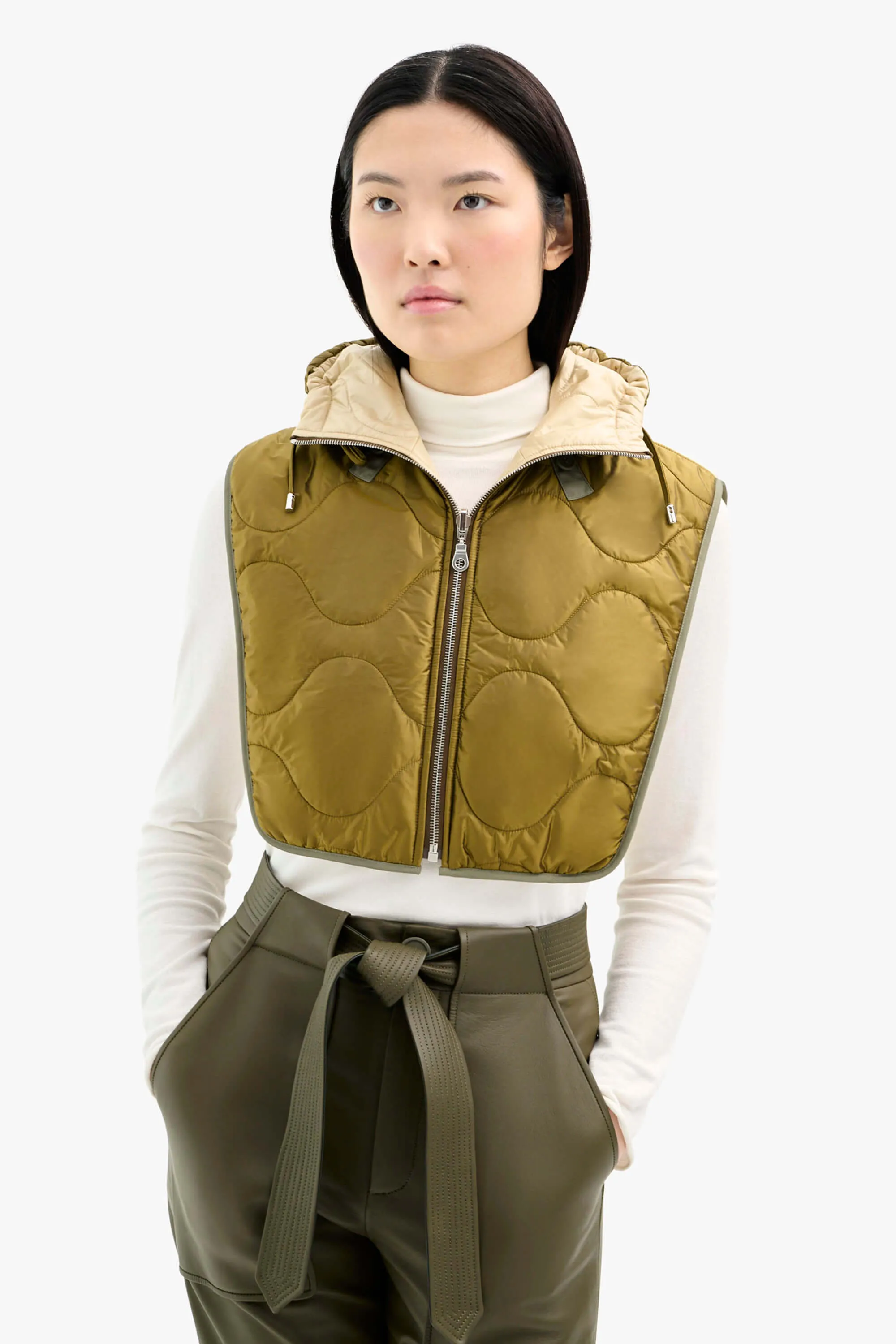 Elements Quilt Zip Hood - Antique Gold / Oyster