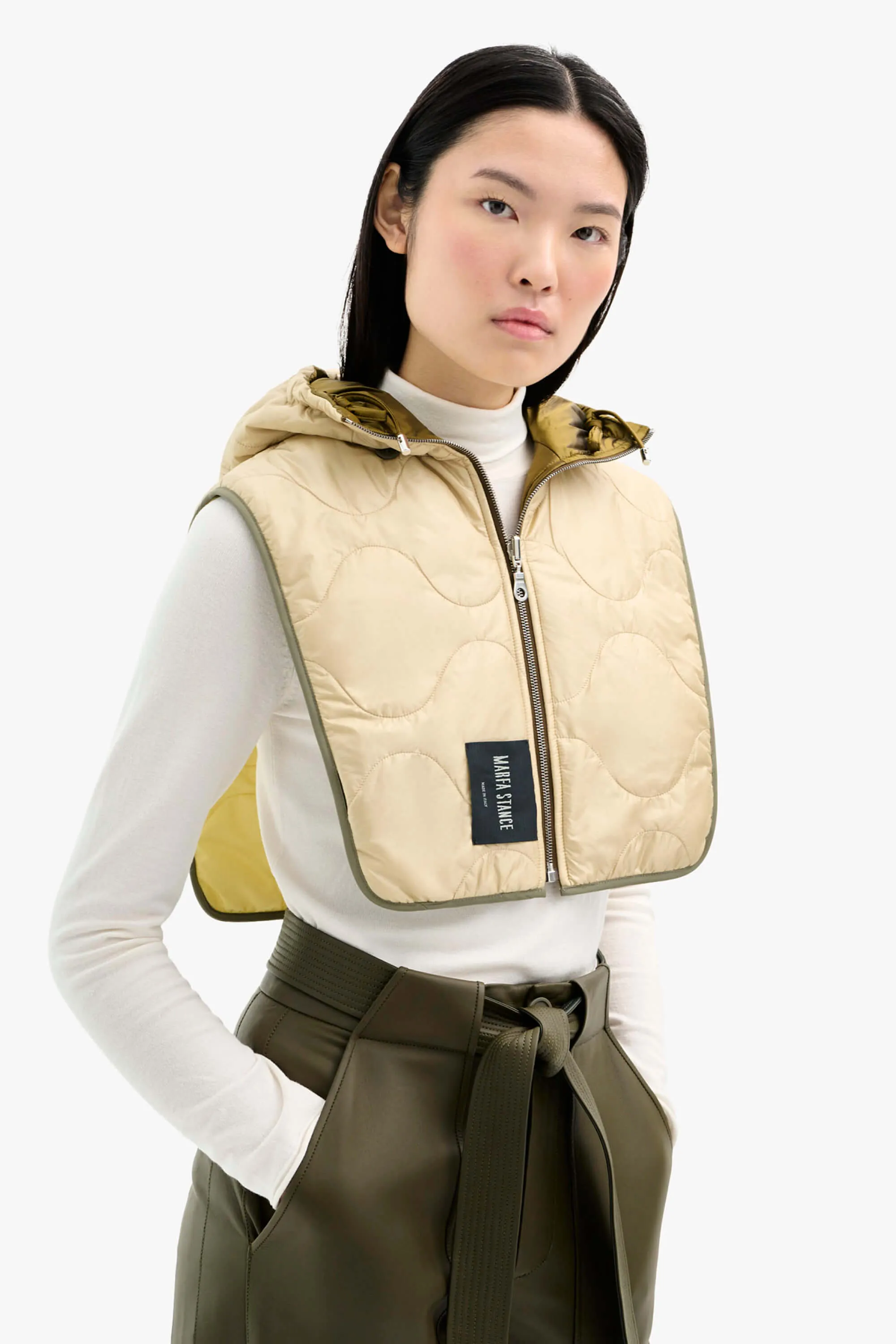 Elements Quilt Zip Hood - Antique Gold / Oyster