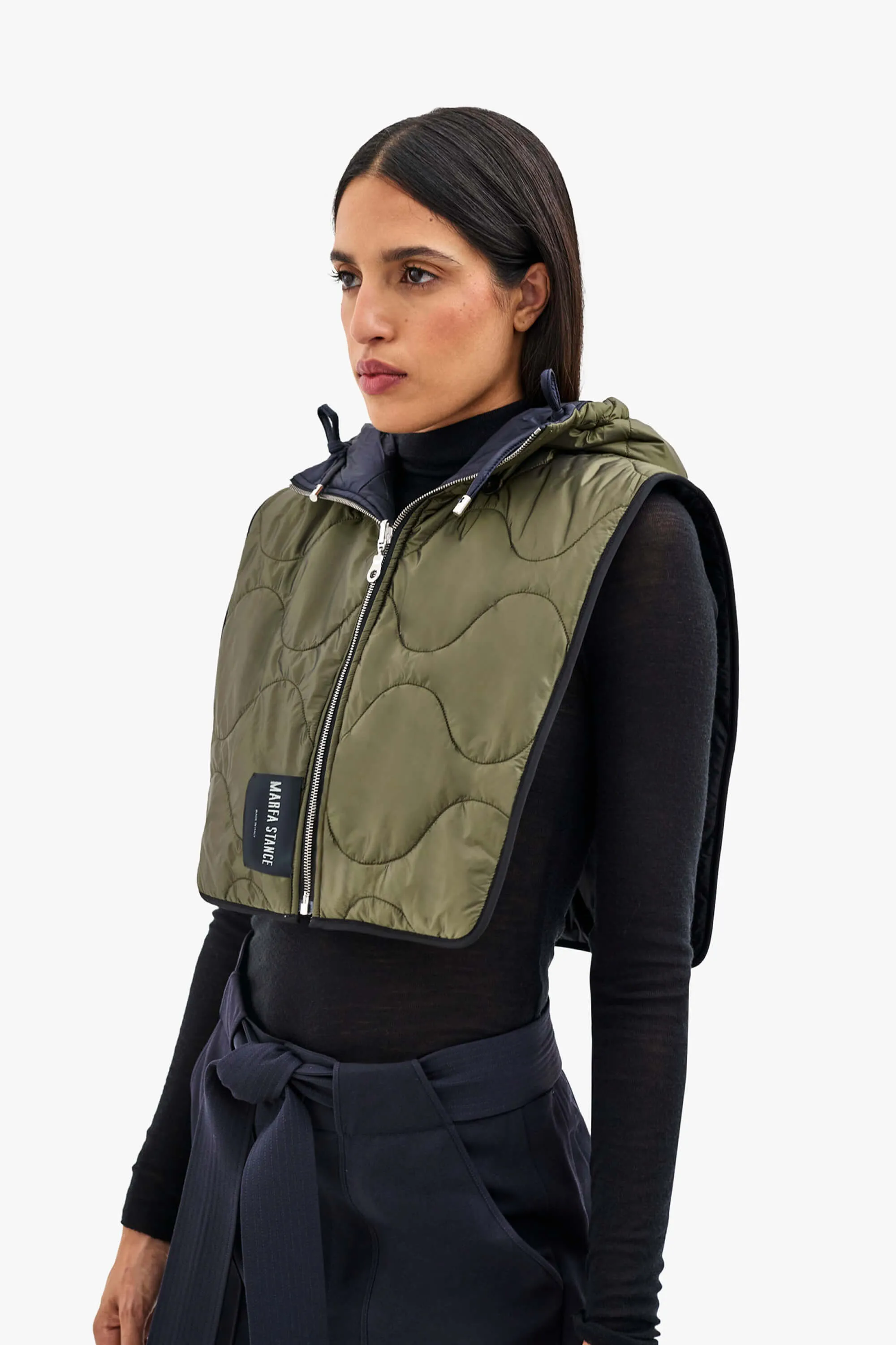Elements Quilt Zip Hood - Navy / Dark Olive