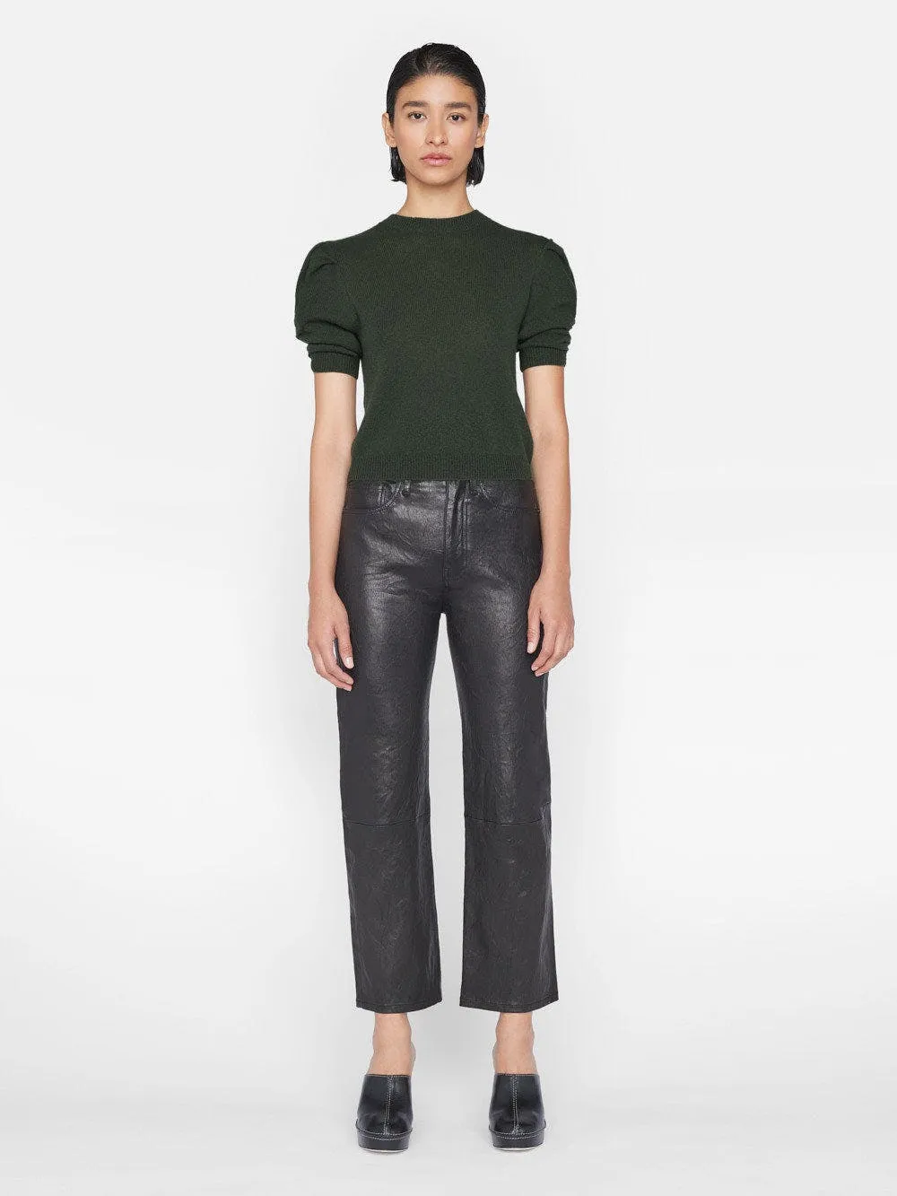 Frame - Ruched Sleeve Cashmere Sweater in Surplus