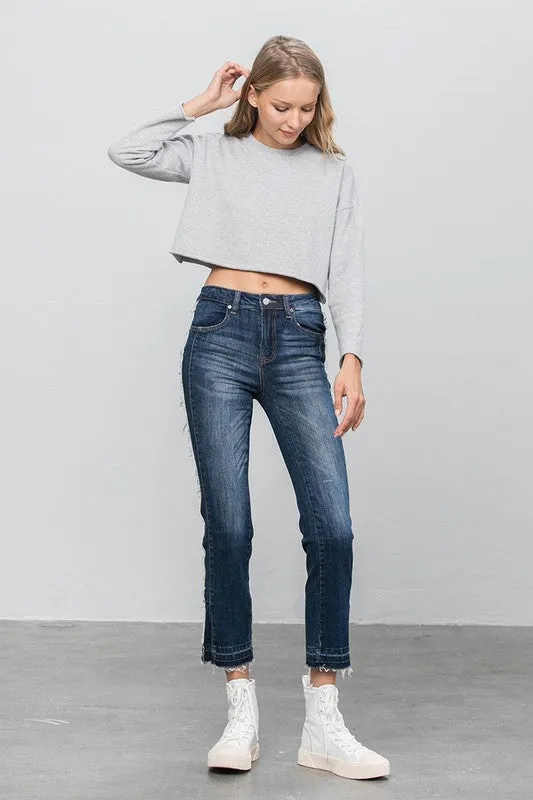 Frayed Hem Cropped Straight Jeans *Online Only*