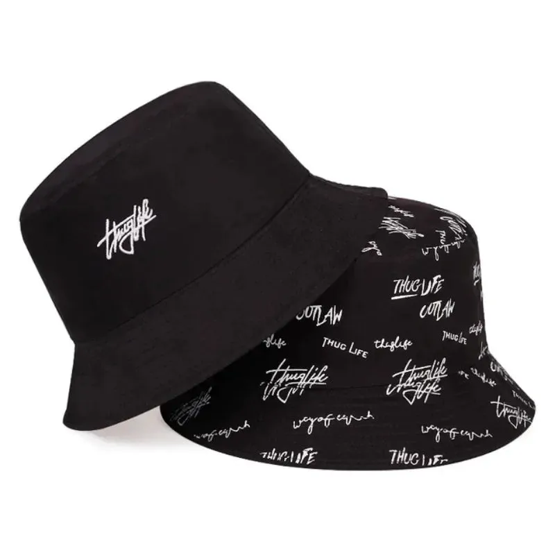 Graffiti Print Double-Sided Bucket Hat