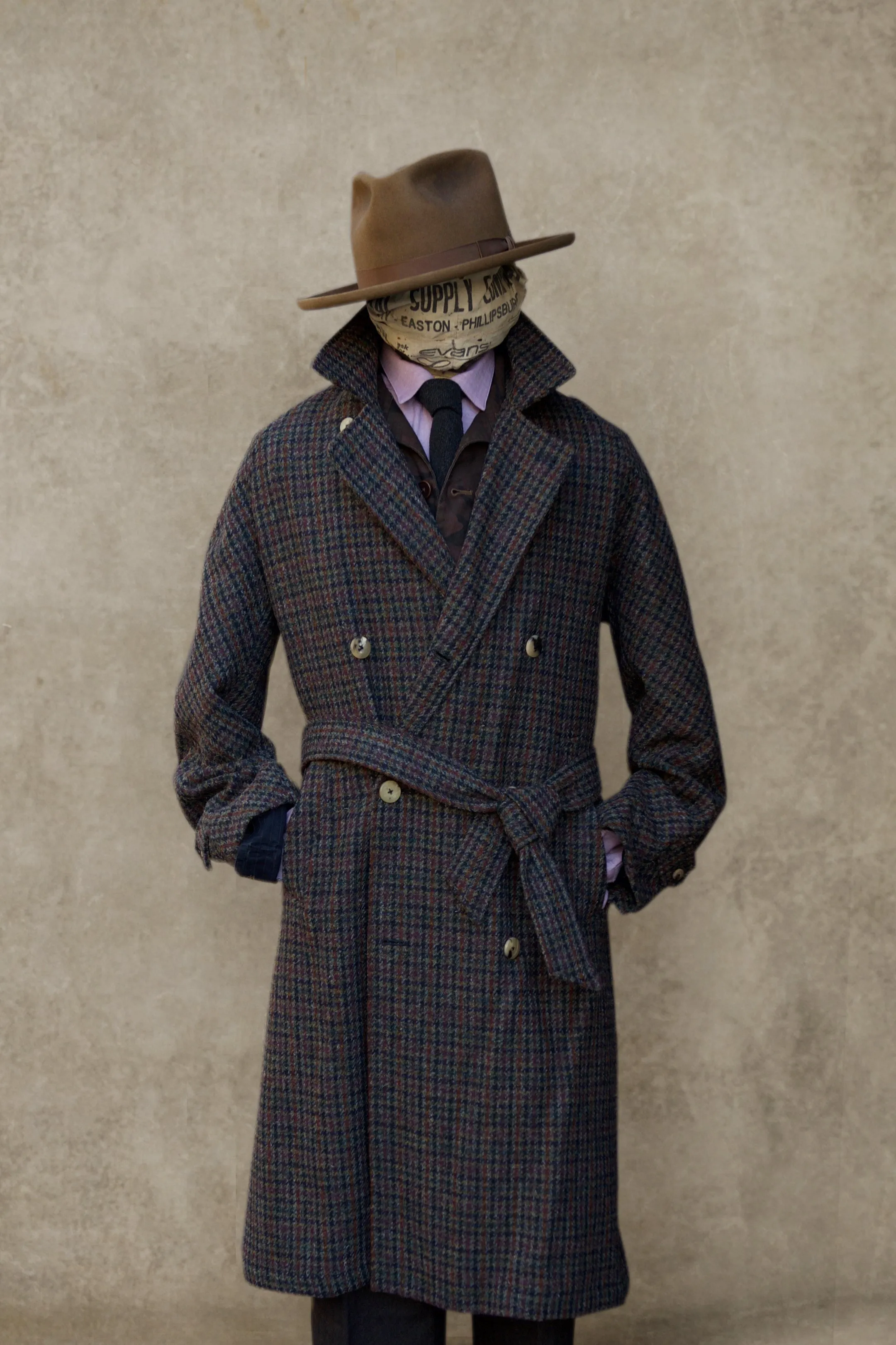 Grandad Wool Trench -Harris Tweed - 50 (NO RETURN)