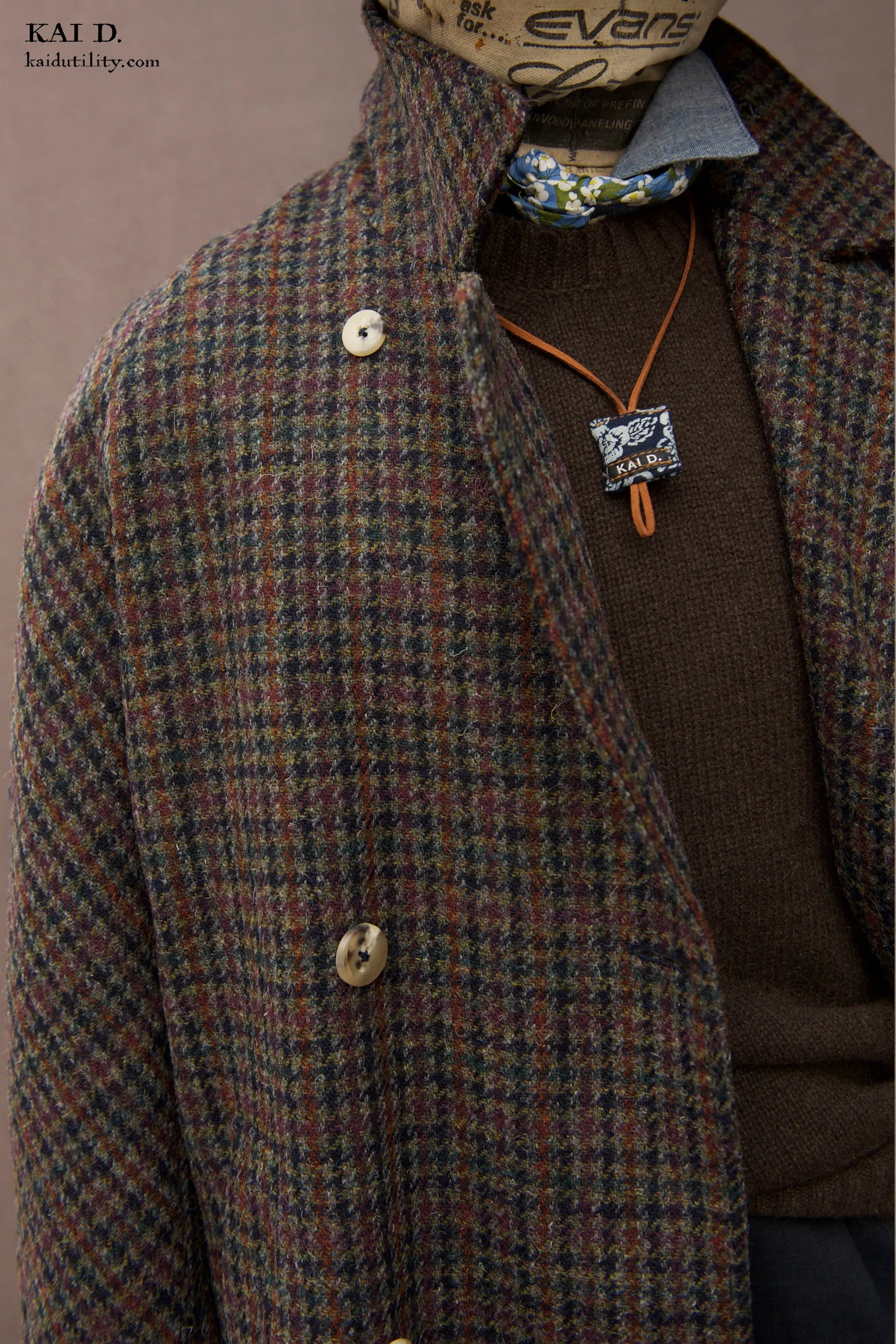 Grandad Wool Trench -Harris Tweed - 50 (NO RETURN)