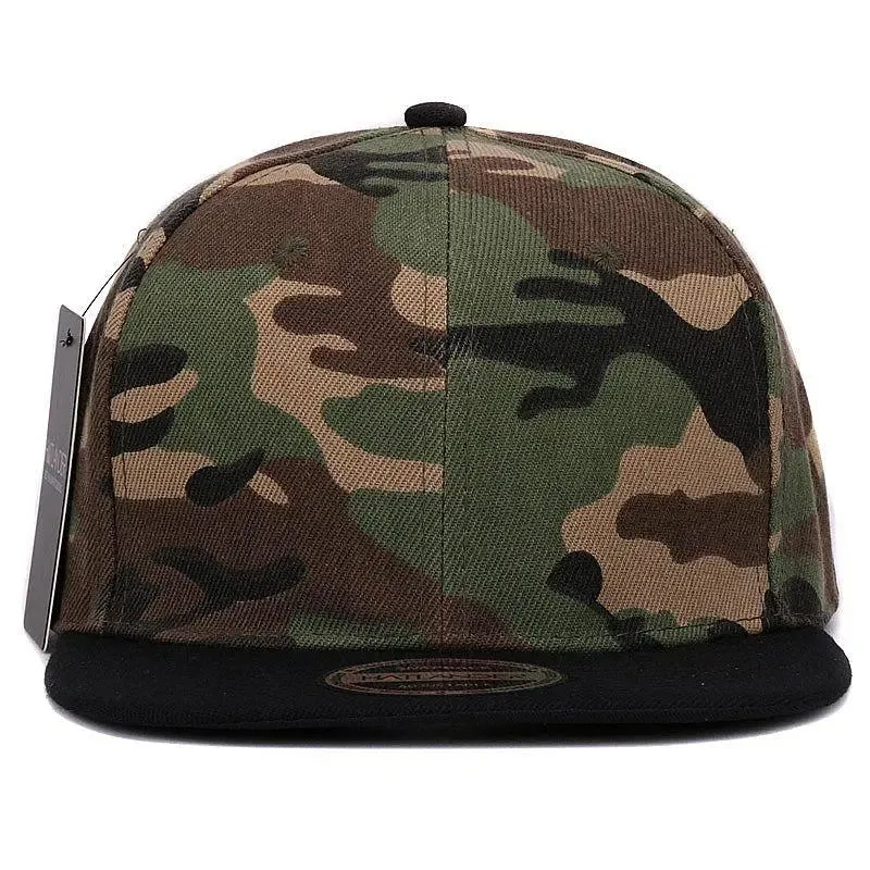 HATLANDER Camouflage Snapback Polyester Cap Blank Flat Camo Baseball Cap With No Embroidery Mens Cap and Hat for Men And
