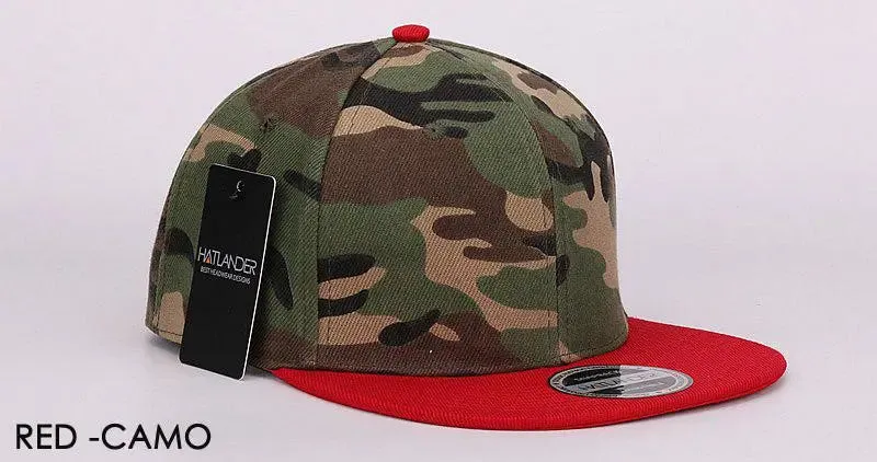 HATLANDER Camouflage Snapback Polyester Cap Blank Flat Camo Baseball Cap With No Embroidery Mens Cap and Hat for Men And