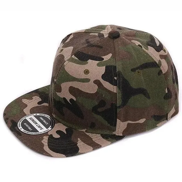 HATLANDER Camouflage Snapback Polyester Cap Blank Flat Camo Baseball Cap With No Embroidery Mens Cap and Hat for Men And