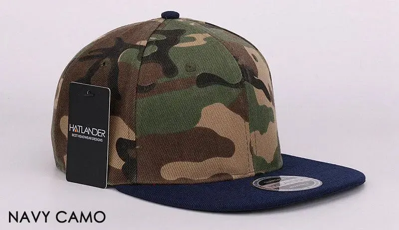 HATLANDER Camouflage Snapback Polyester Cap Blank Flat Camo Baseball Cap With No Embroidery Mens Cap and Hat for Men And