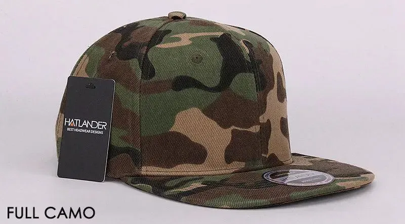 HATLANDER Camouflage Snapback Polyester Cap Blank Flat Camo Baseball Cap With No Embroidery Mens Cap and Hat for Men And