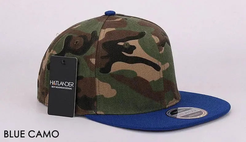 HATLANDER Camouflage Snapback Polyester Cap Blank Flat Camo Baseball Cap With No Embroidery Mens Cap and Hat for Men And