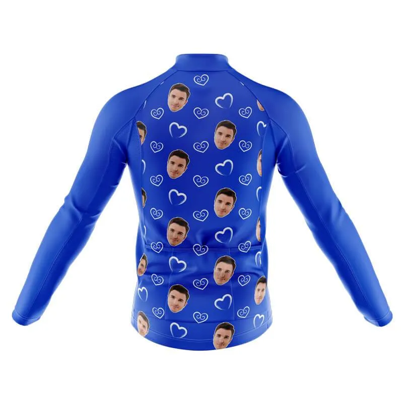 I heart you Custom Face Thermal Club Jersey (blue)