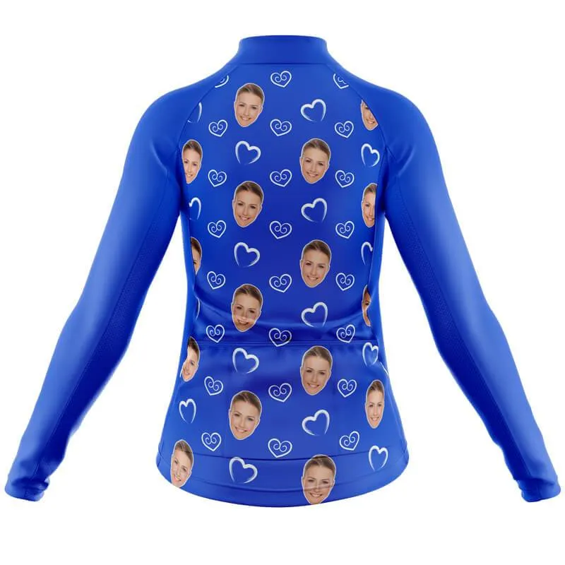 I heart you Custom Face Thermal Club Jersey (blue)