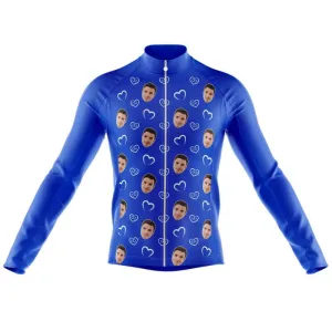 I heart you Custom Face Thermal Club Jersey (blue)