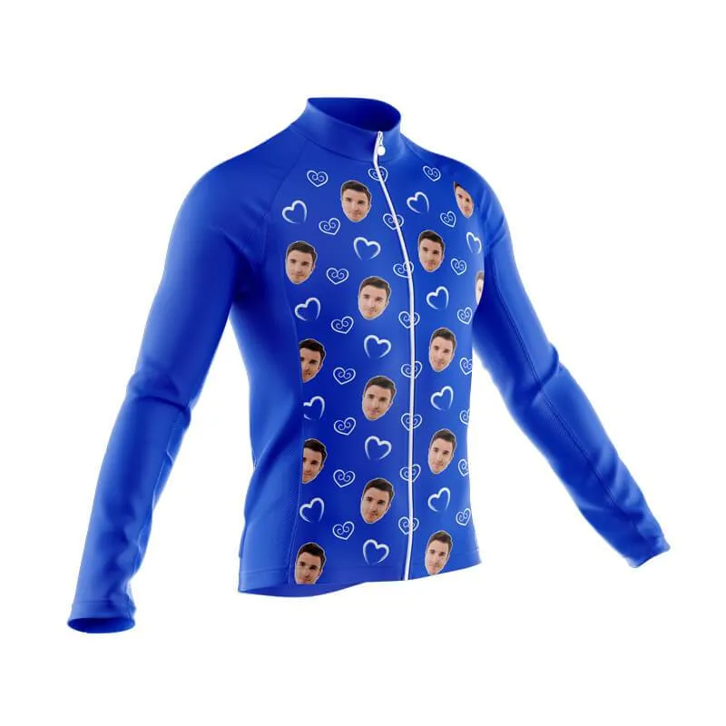 I heart you Custom Face Thermal Club Jersey (blue)