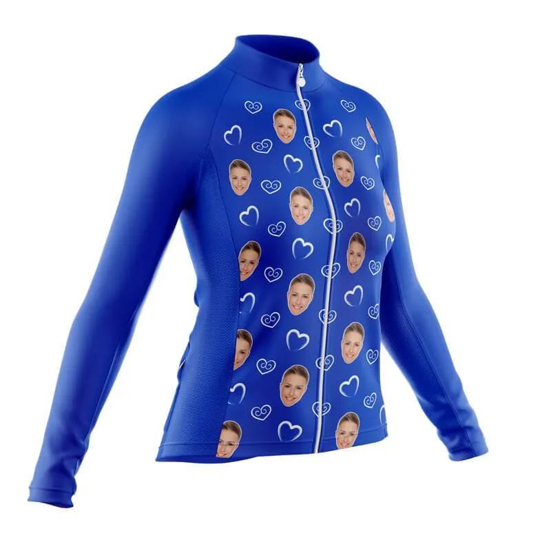 I heart you Custom Face Thermal Club Jersey (blue)