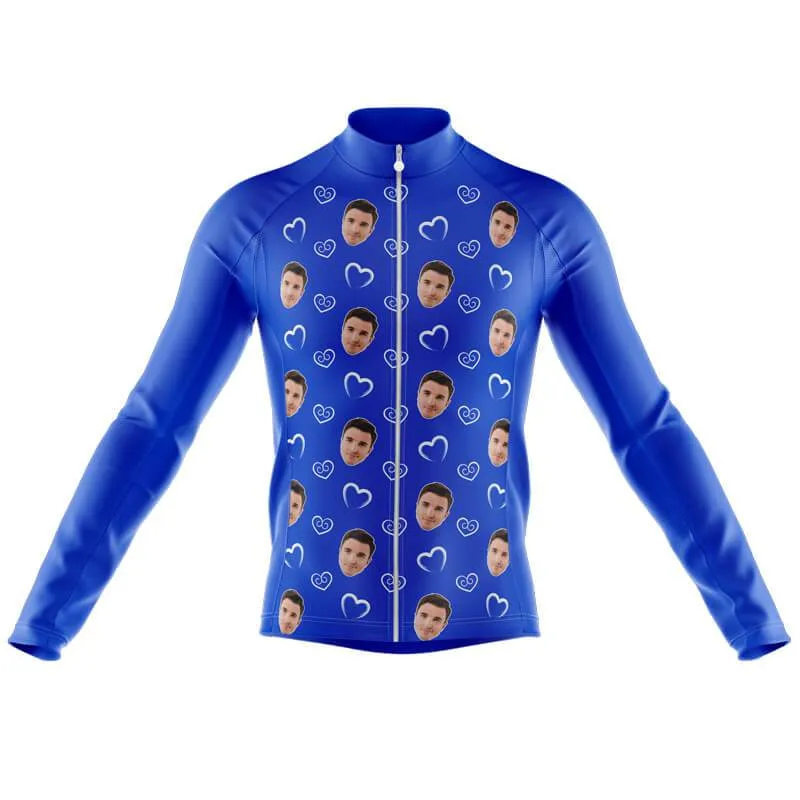 I heart you Custom Face Thermal Club Jersey (blue)