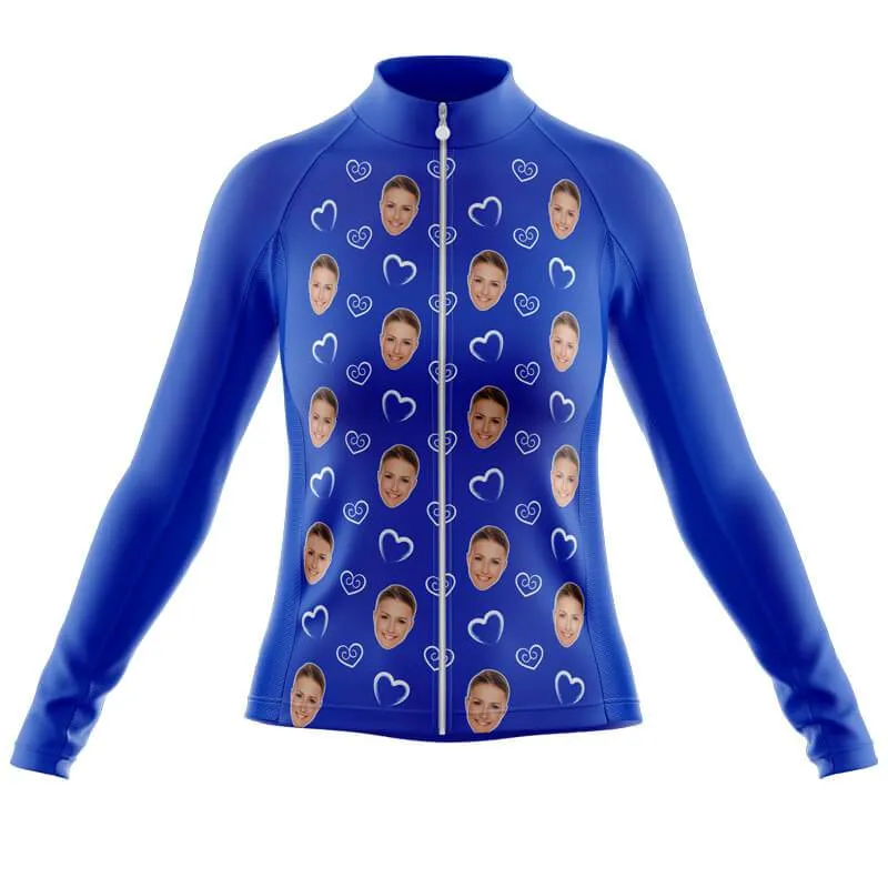 I heart you Custom Face Thermal Club Jersey (blue)