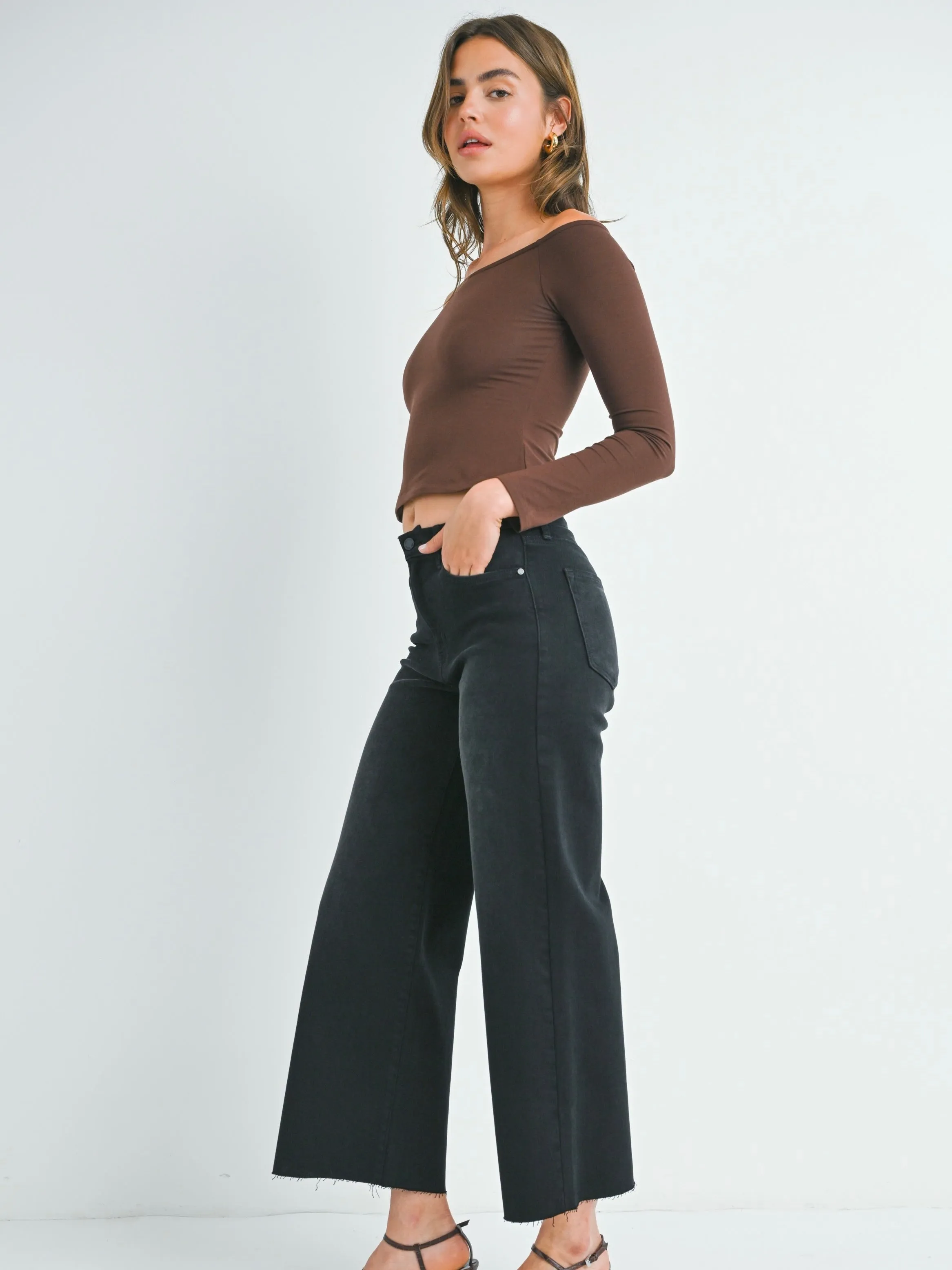 Just Black Denim : Scissor Cut Wide Leg
