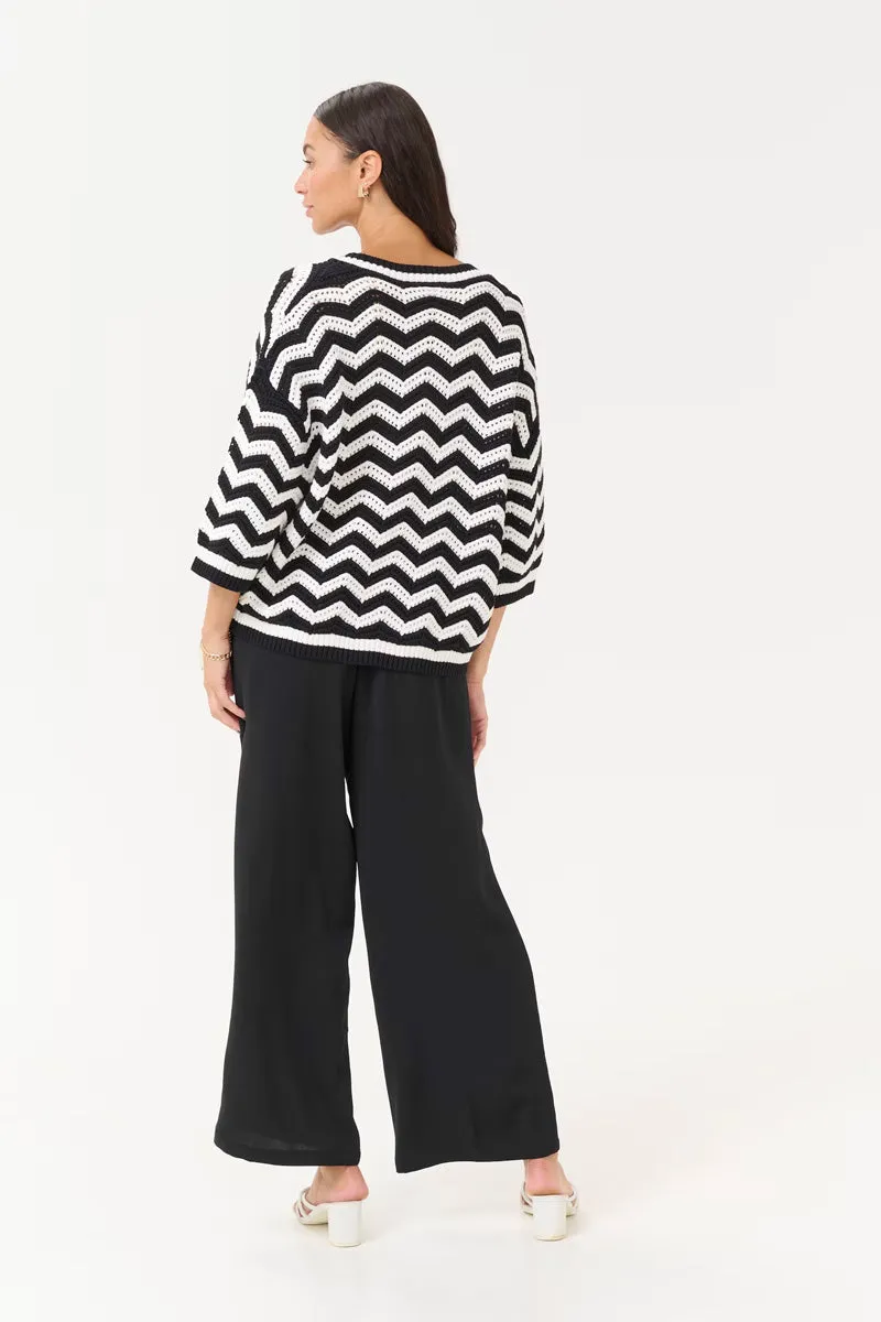 KAFFE KAlaina Knit Pullover Black/Chalk