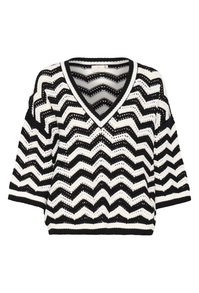 KAFFE KAlaina Knit Pullover Black/Chalk