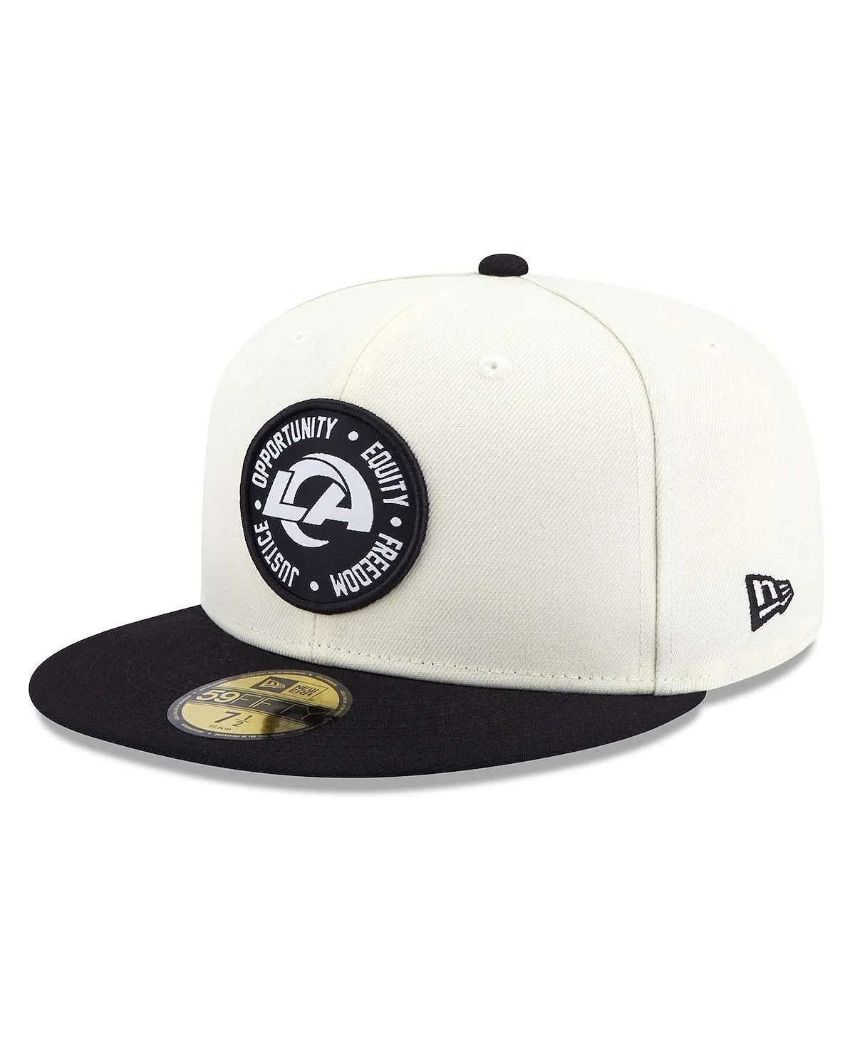 Los Angeles Rams 2022 Men's Cream and Black Fitted Hat Inspire Change 59FIFTY New Era