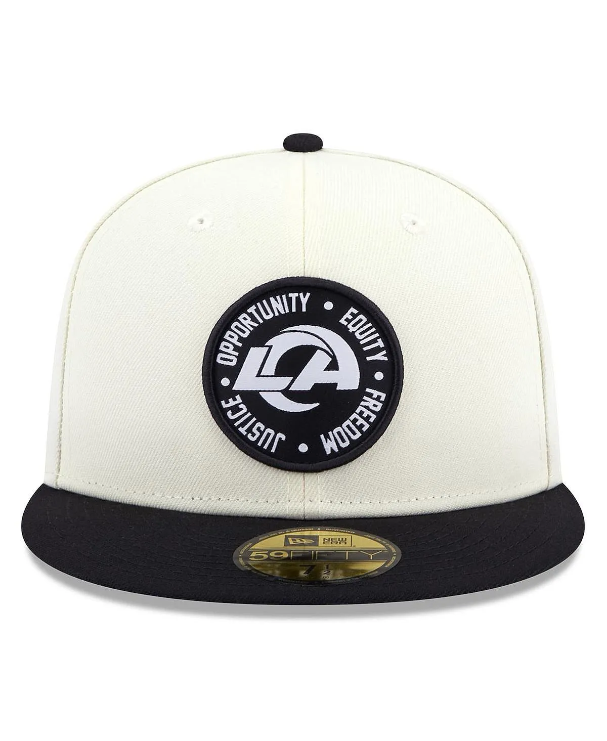 Los Angeles Rams 2022 Men's Cream and Black Fitted Hat Inspire Change 59FIFTY New Era